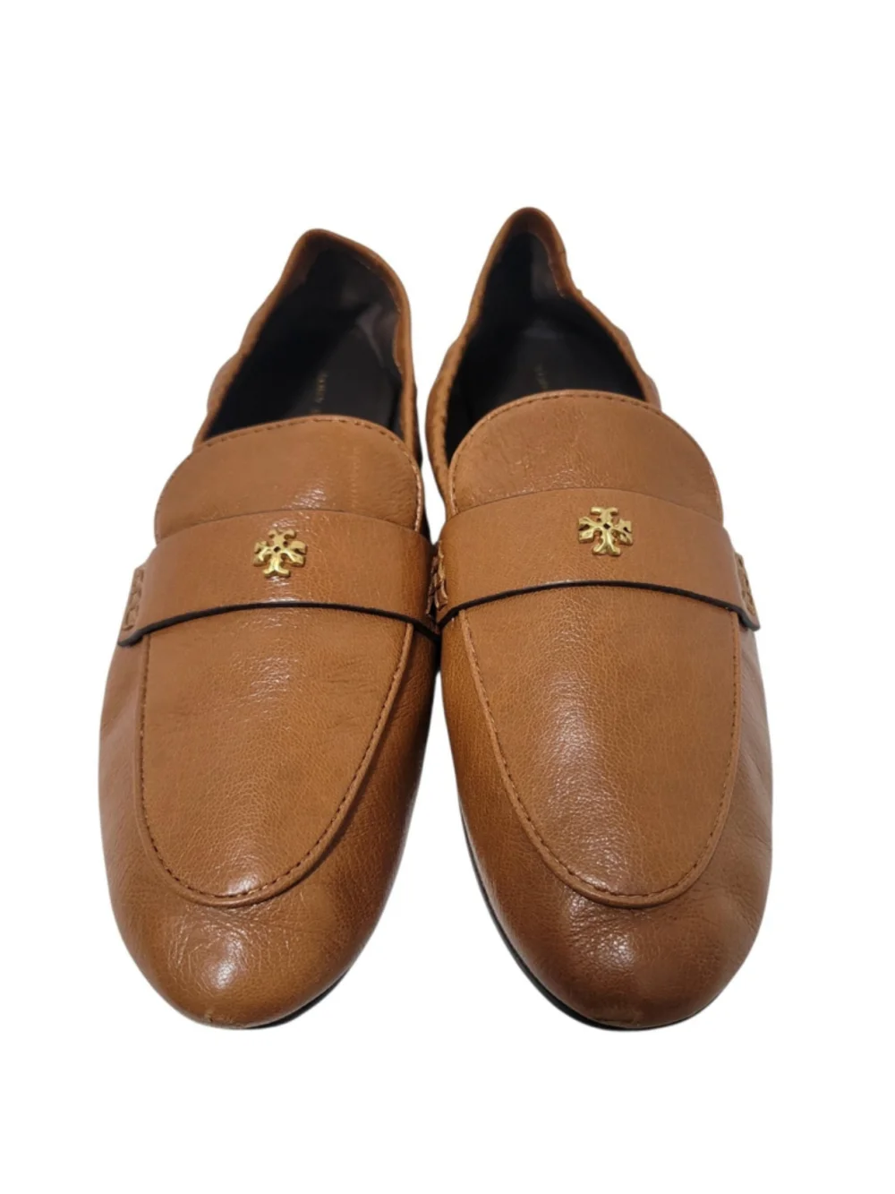 TORY BURCH Ballet Genuine Leather Brown Flat Size 7.5M Women Pre-owned Condition